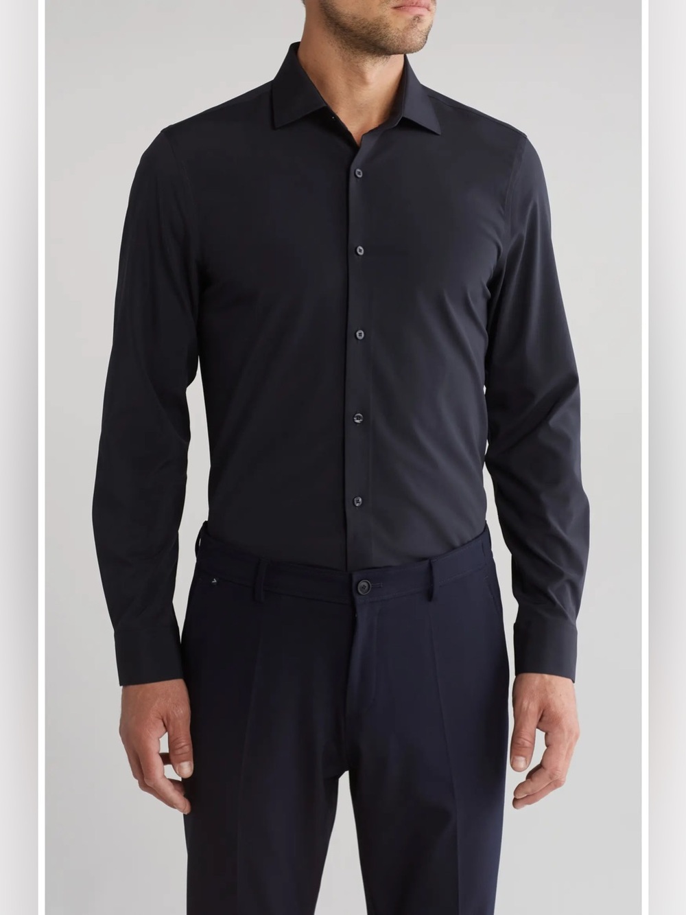 Perry Ellis Performance Tech Solid Shirt, Black, size M